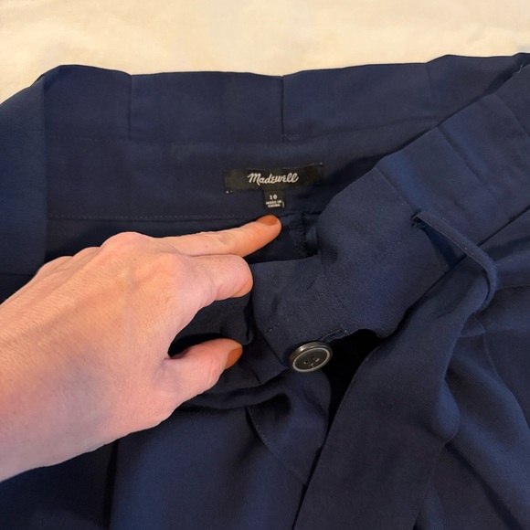 Madewell Sz 10 Women's Navy High-Waisted Paperbag Pants - Picture 4 of 5